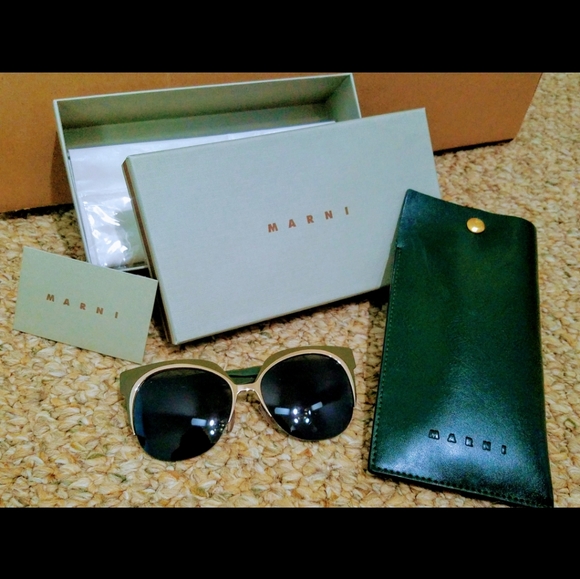 Marni Cat-Eye Acetate Sunglasses Womens Deep Olive - Picture 5 of 5